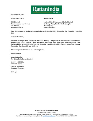 Thumbnail RattanIndia Power Sustainability Report 2023-2024