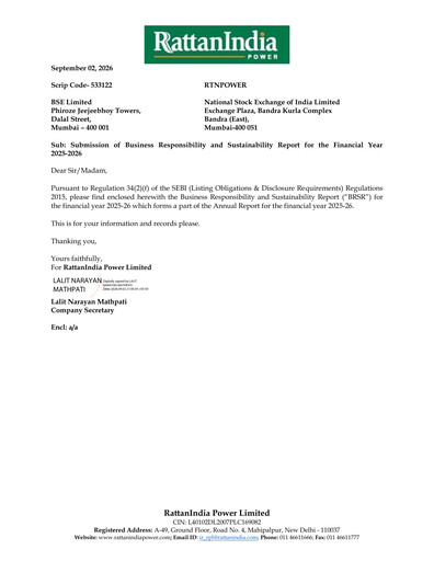 Thumbnail RattanIndia Power Sustainability Report 2025-2026
