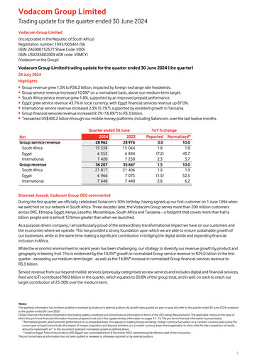 Thumbnail Vodacom
 Quarterly Report 2025-q1