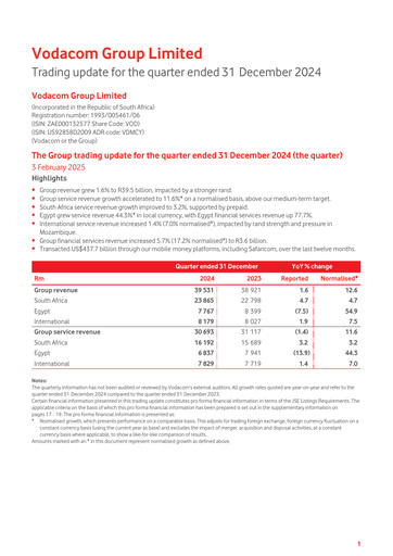 Thumbnail Vodacom
 Quarterly Report 2025-q3