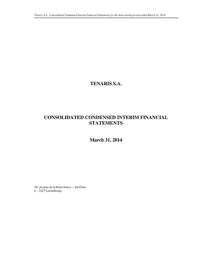 Thumbnail Tenaris Quarterly Report 2014-q1