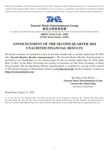 Thumbnail Tencent Music Entertainment Quarterly Report 2024-q2