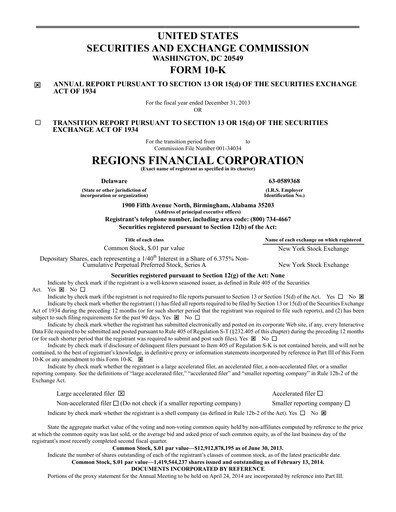 Thumbnail Regions Financial
 Annual Report 2013