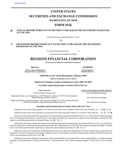 Thumbnail Regions Financial
 Annual Report 2017