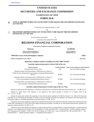 Thumbnail Regions Financial
 Annual Report 2024