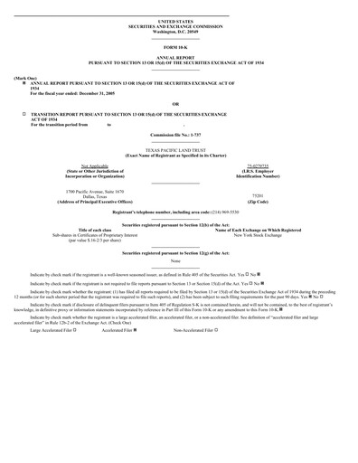 Miniature Texas Pacific Land Corporation
 Rapport annuel 2005