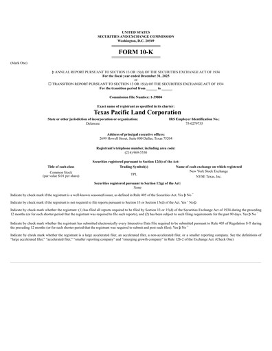 Thumbnail Texas Pacific Land Corporation
 Annual Report 2025