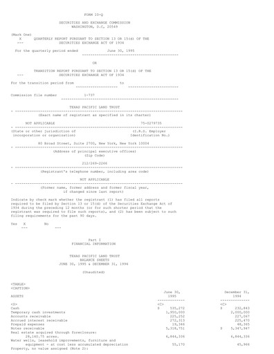 Thumbnail Texas Pacific Land Corporation
 Quarterly Report 1995-q2
