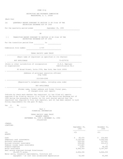 Thumbnail Texas Pacific Land Corporation
 Quarterly Report 1995-q3