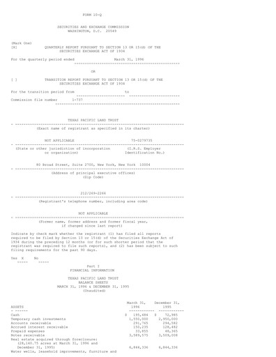 Thumbnail Texas Pacific Land Corporation
 Quarterly Report 1996-q1