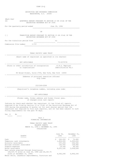 Thumbnail Texas Pacific Land Corporation
 Quarterly Report 1996-q2