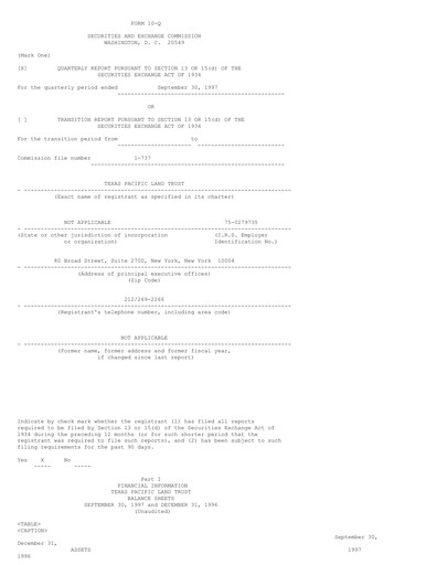 Thumbnail Texas Pacific Land Corporation
 Quarterly Report 1997-q3