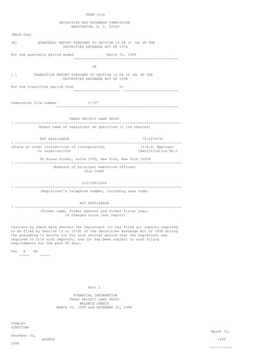 Thumbnail Texas Pacific Land Corporation
 Quarterly Report 1999-q1