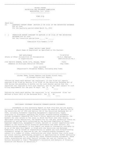 Vorschaubild Texas Pacific Land Corporation
 Quartalsbericht 2003-q1