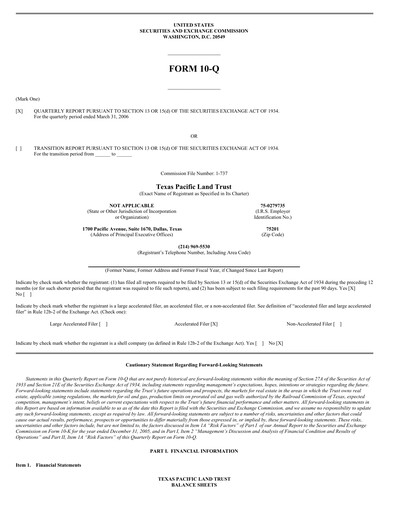 Vorschaubild Texas Pacific Land Corporation
 Quartalsbericht 2006-q1