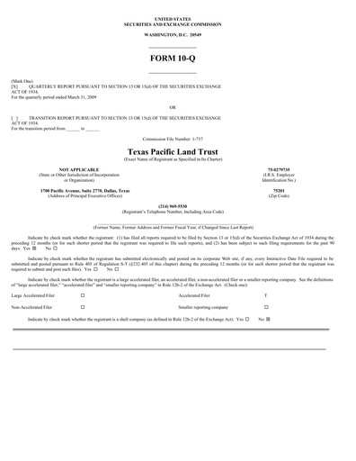 Vorschaubild Texas Pacific Land Corporation
 Quartalsbericht 2009-q1