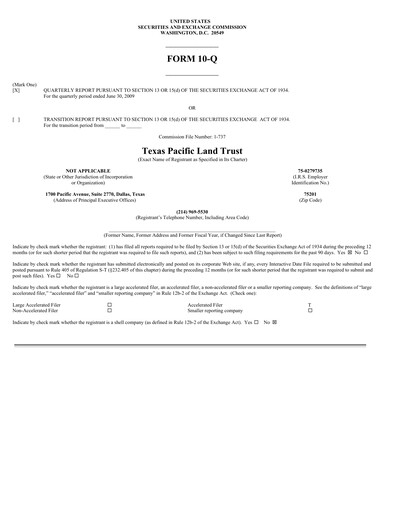 Vorschaubild Texas Pacific Land Corporation
 Quartalsbericht 2009-q2