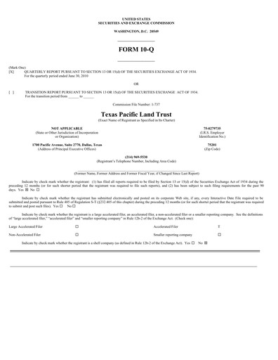 Vorschaubild Texas Pacific Land Corporation
 Quartalsbericht 2010-q2