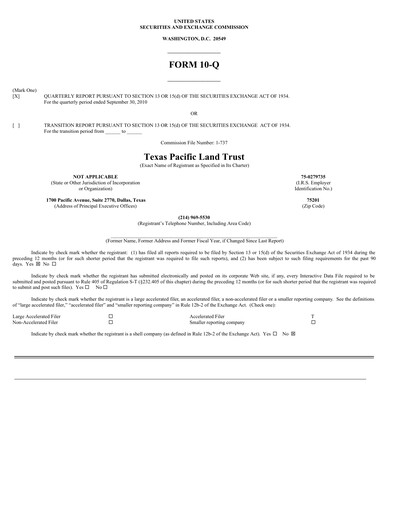 Vorschaubild Texas Pacific Land Corporation
 Quartalsbericht 2010-q3