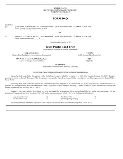 Vorschaubild Texas Pacific Land Corporation
 Quartalsbericht 2013-q3