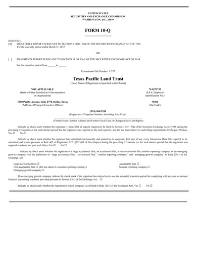 Vorschaubild Texas Pacific Land Corporation
 Quartalsbericht 2017-q1
