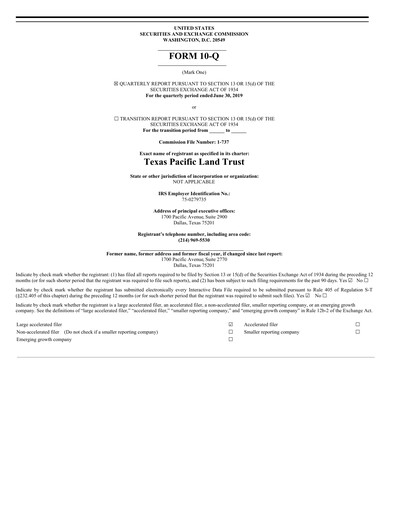 Vorschaubild Texas Pacific Land Corporation
 Quartalsbericht 2019-q2