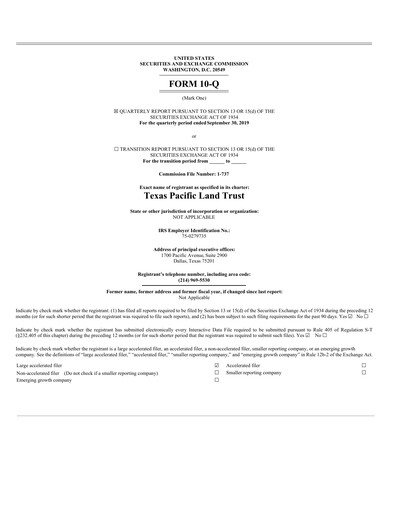 Vorschaubild Texas Pacific Land Corporation
 Quartalsbericht 2019-q3