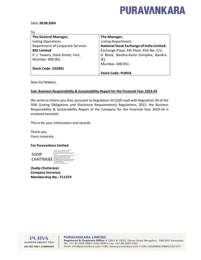 Thumbnail Puravankara ESG Report 2023-2024