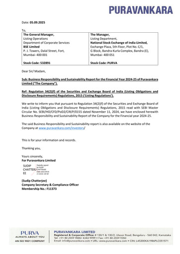 Thumbnail Puravankara ESG Report 2024-2025