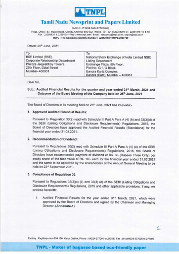Thumbnail Tamil Nadu Newsprint and Papers Limited
 Financial Statement 2020-2021