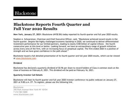 Vorschaubild Blackstone Group Quartalsbericht 2020-q4