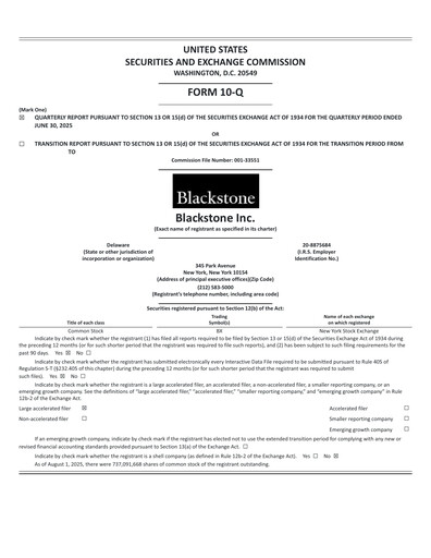 Thumbnail Blackstone Group Quarterly Report 2025-q2