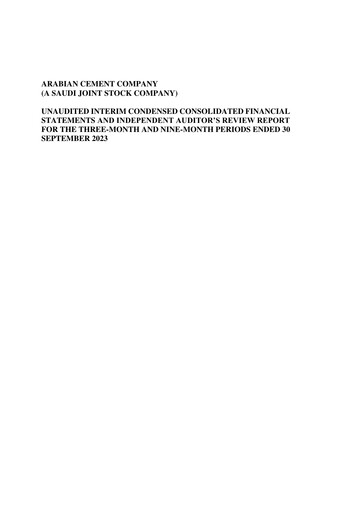 Thumbnail Arabian Cement Company Quarterly Report 2023-q3