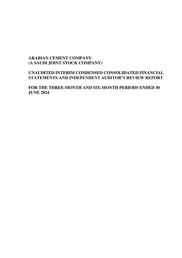 Thumbnail Arabian Cement Company Quarterly Report 2024-q2