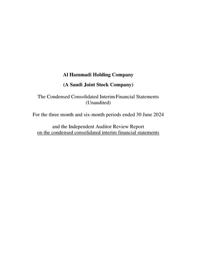 Thumbnail Al Hammadi Holding Company Financial Statement 2024-h1