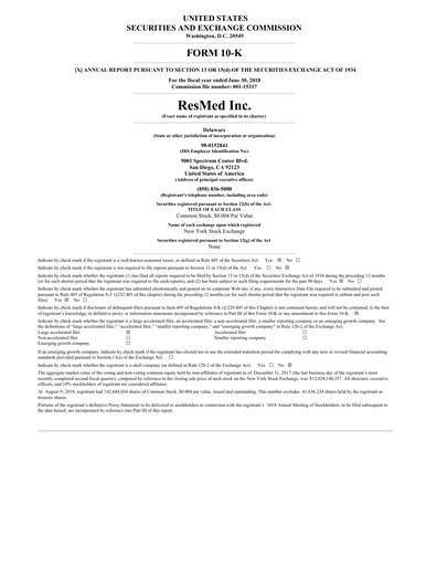 Thumbnail ResMed Annual Report 2018