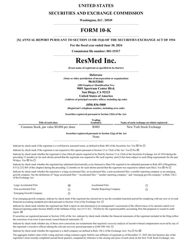 Thumbnail ResMed Annual Report 2024