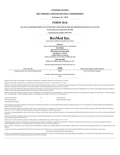 Thumbnail ResMed Annual Report 2026