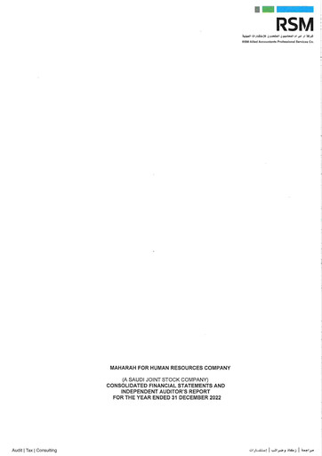 Thumbnail Maharah for Human Resources Company Financial Statement 2022