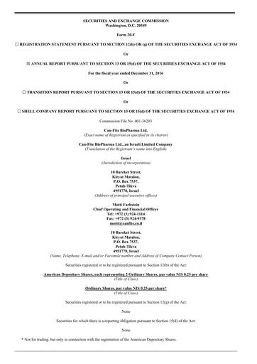 Thumbnail Can Fite Biopharma
 Annual Report 2016