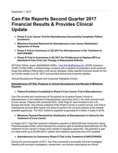 Thumbnail Can Fite Biopharma
 Financial Statement 2017-q2