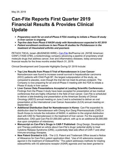 Thumbnail Can Fite Biopharma
 Financial Statement 2019-q1