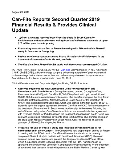 Thumbnail Can Fite Biopharma
 Financial Statement 2019-q2