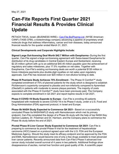 Thumbnail Can Fite Biopharma
 Financial Statement 2021-q1