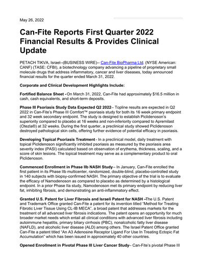Thumbnail Can Fite Biopharma
 Financial Statement 2022-q1