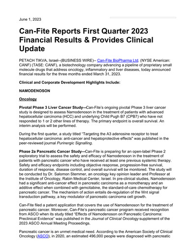 Thumbnail Can Fite Biopharma
 Financial Statement 2023-q1