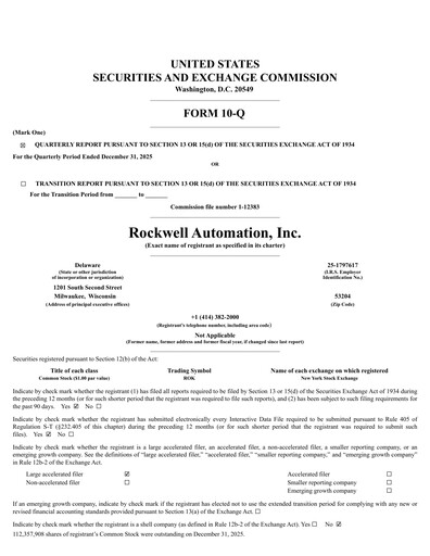 Thumbnail Rockwell Automation
 Quarterly Report 2026-q1