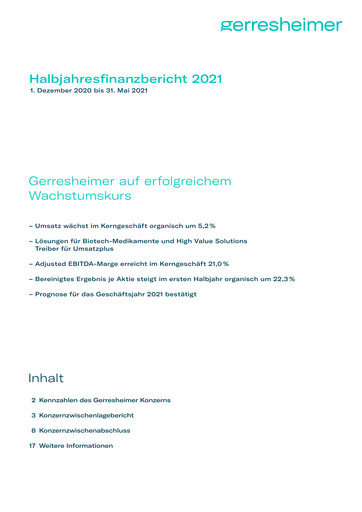 Miniature Gerresheimer Rapport semestriel 2021-h1