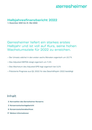 Miniature Gerresheimer Rapport semestriel 2022-h1