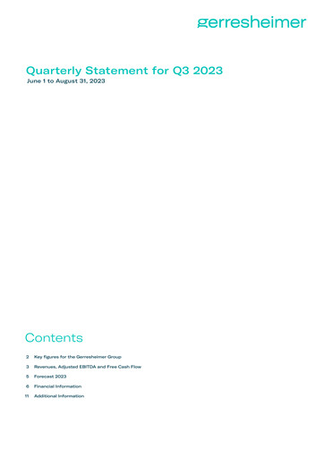 Miniature Gerresheimer Rapport trimestriel 2023-q3